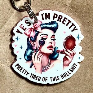 Retro Style Keychain with Sarcastic Humor